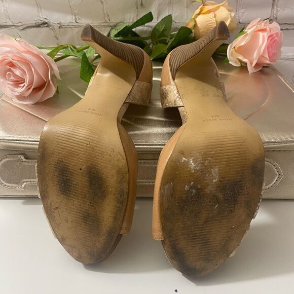 Nine West Tan snake print Peep-Toe Heels - Picture 6 of 7